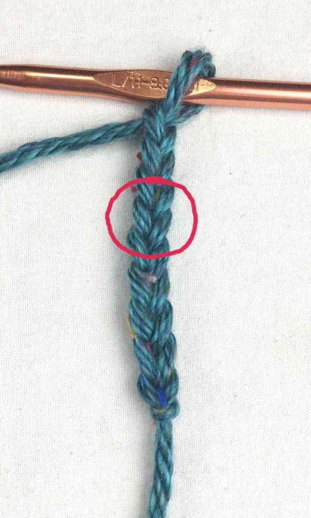 closeup of an image of a crochet chain