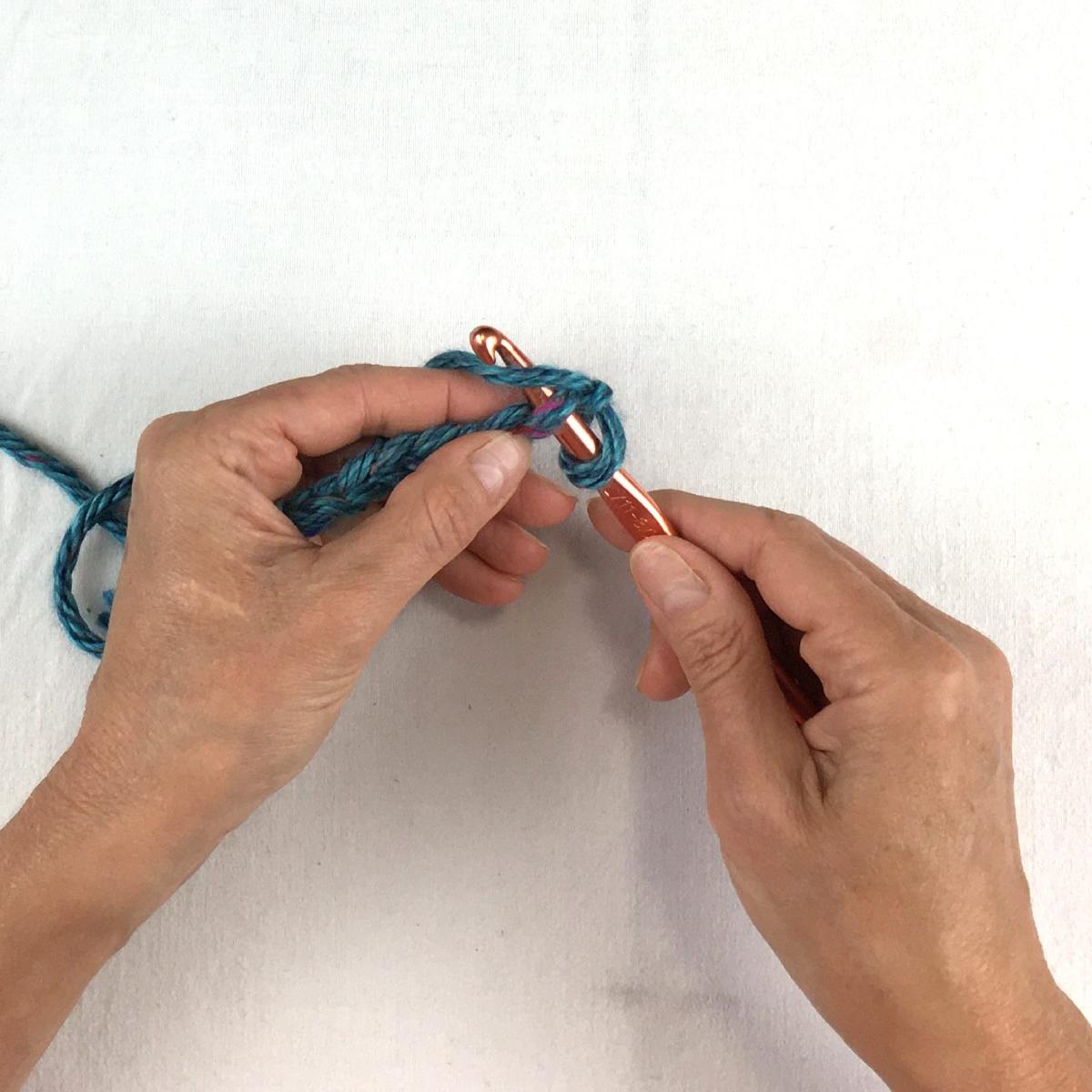 image of a crochet yarn over