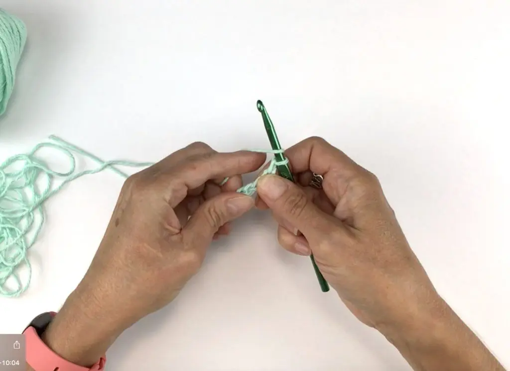 Yarn over the crochet hook