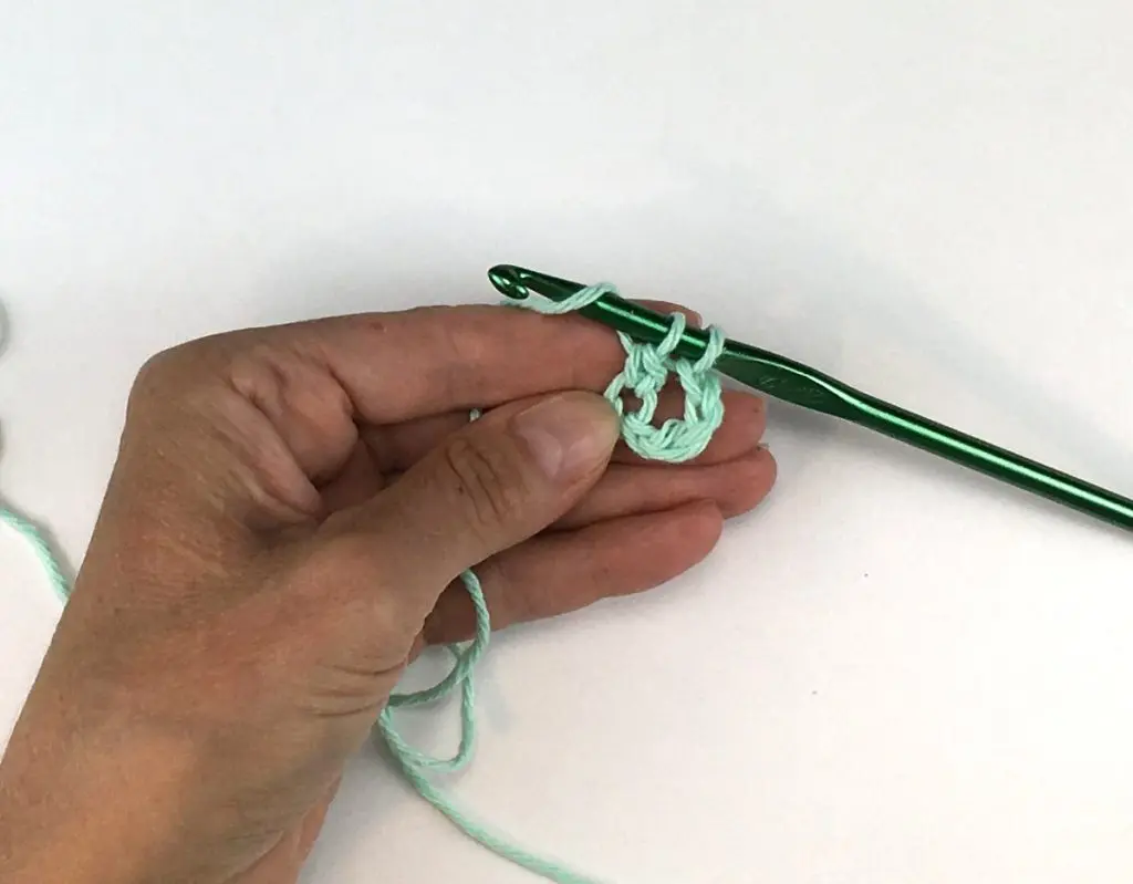 Last yarn over the double crochet stitch