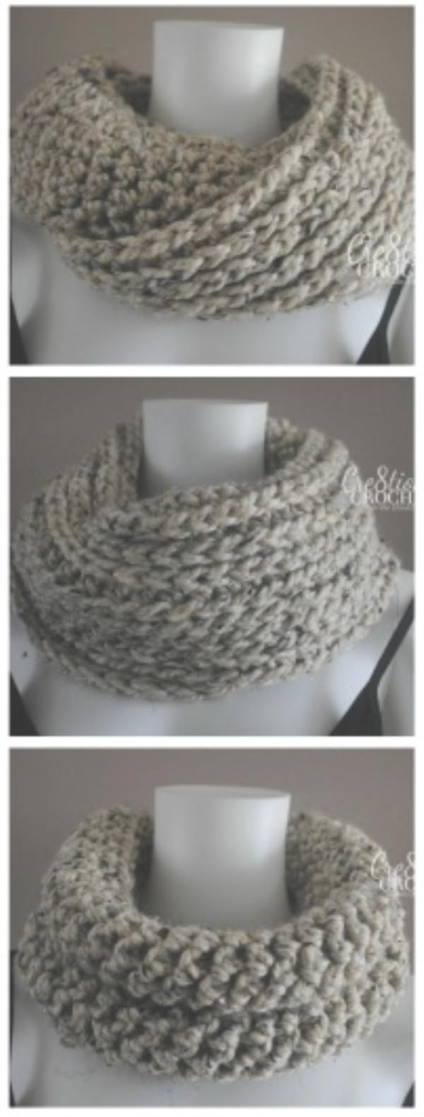 Free Crochet Pattern for a reversible infinity scarf