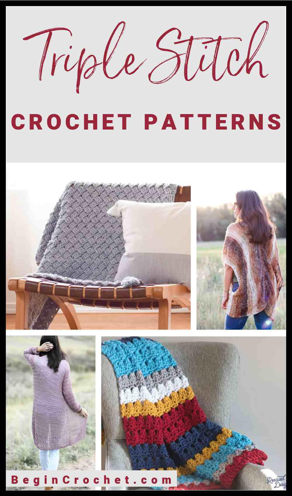 Triple Crochet Patterns for Blankets, Hats and more - Begin Crochet