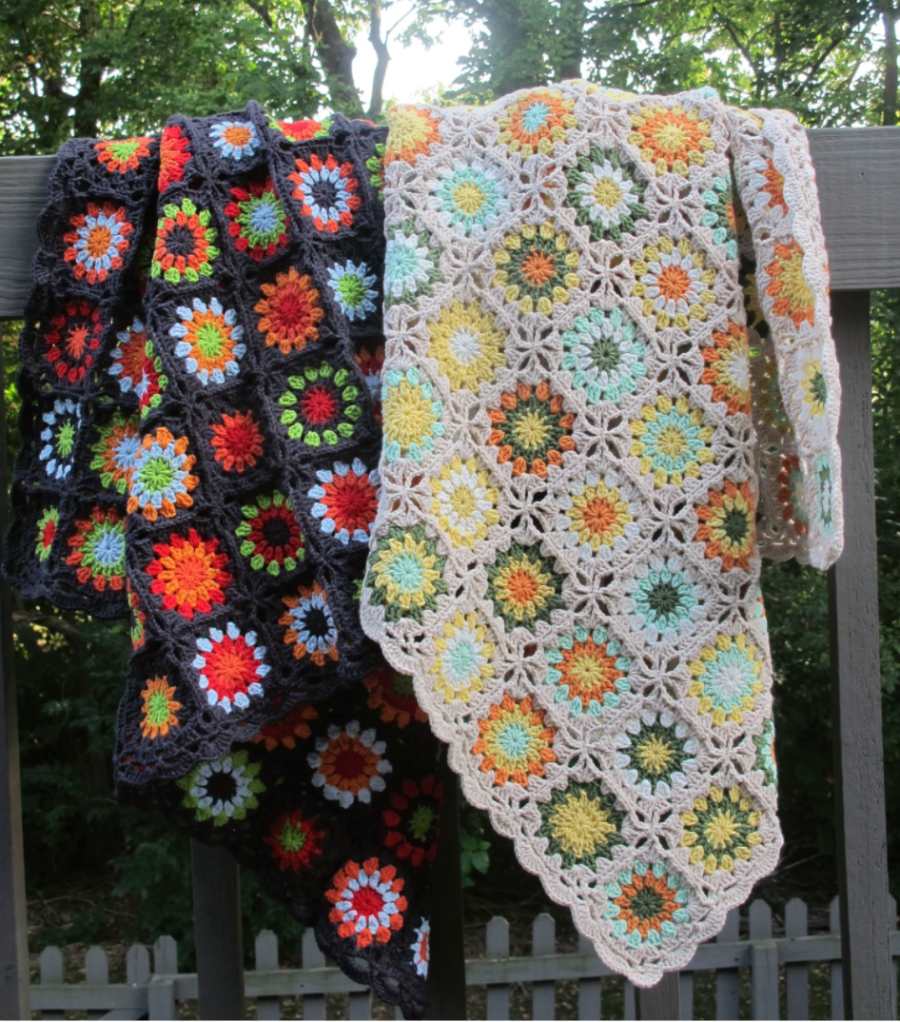 image of two crochet afghans