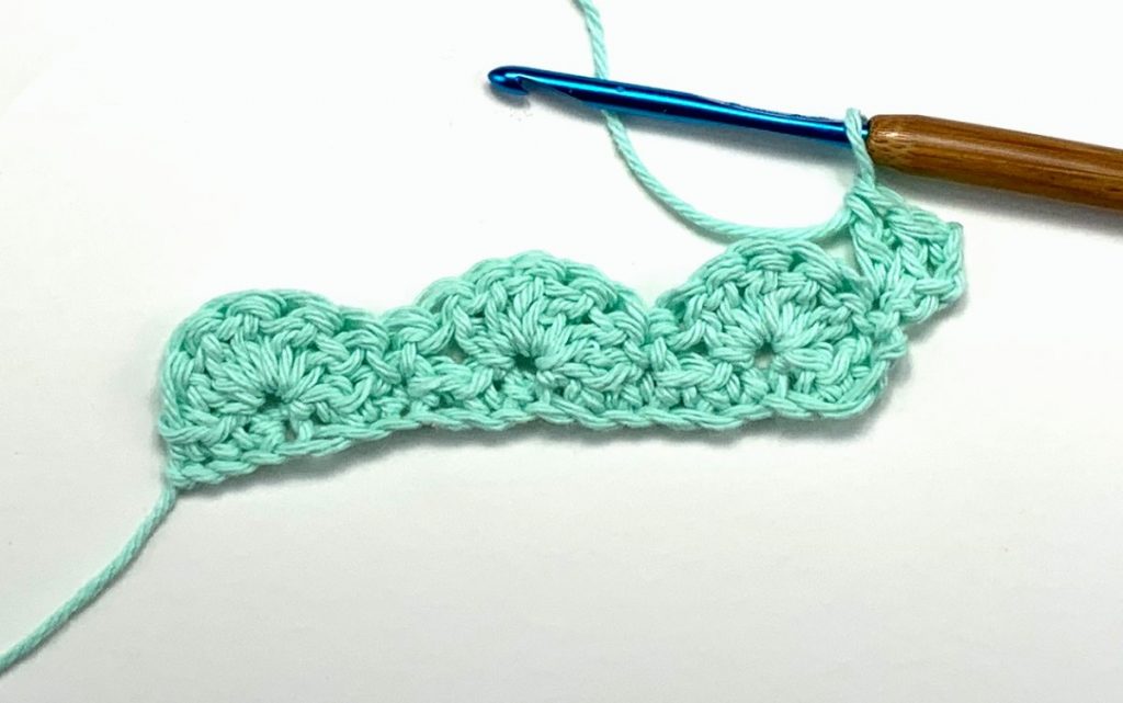 image of crocheting a half shell