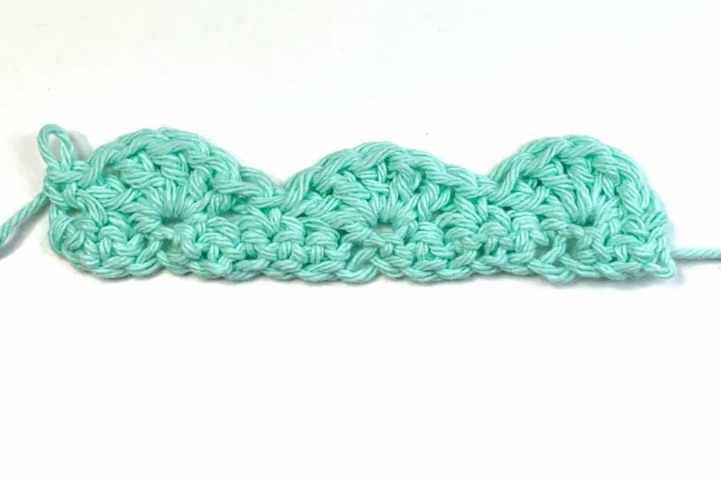 image of three shell stitches in crochet