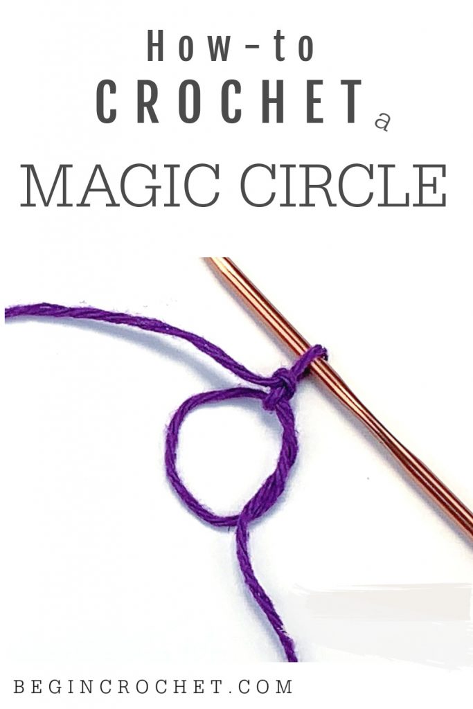 image of a crochet magic ring and text label