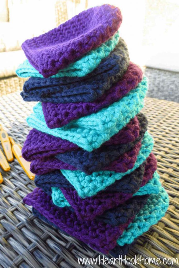 image of a stack of crocheted hats