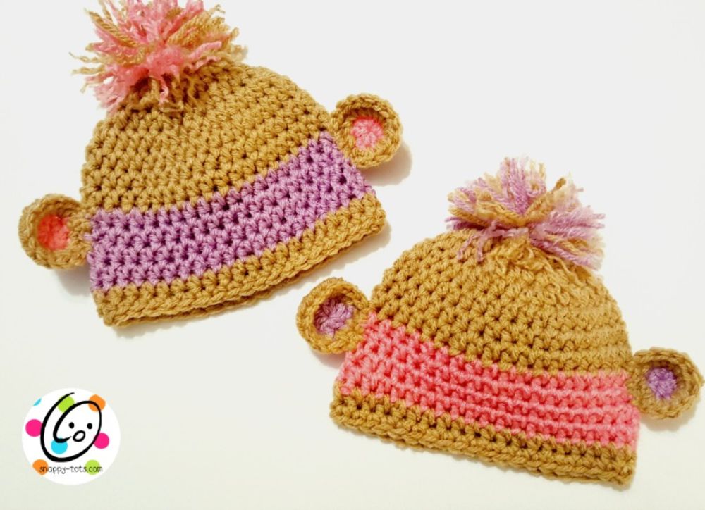 image of two crochet beanie hats