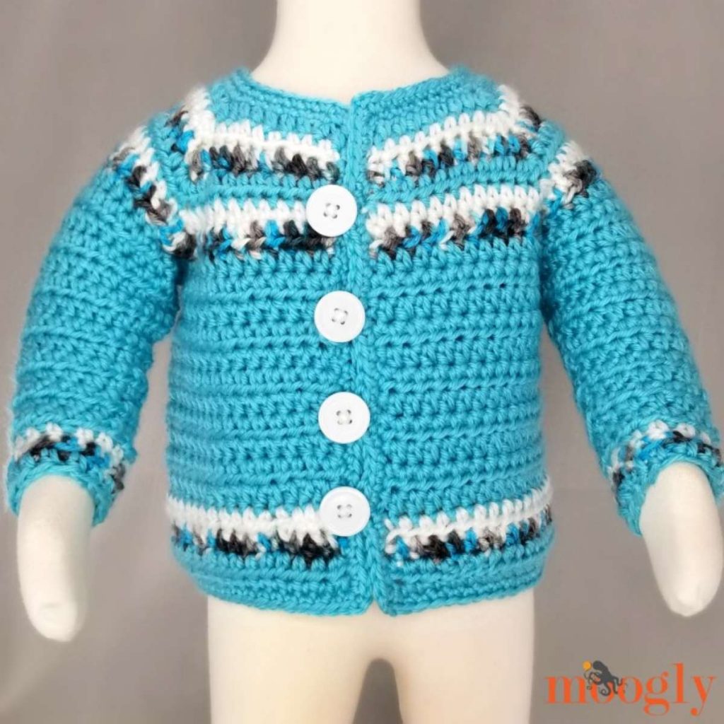 image of a blue and white baby cardigan