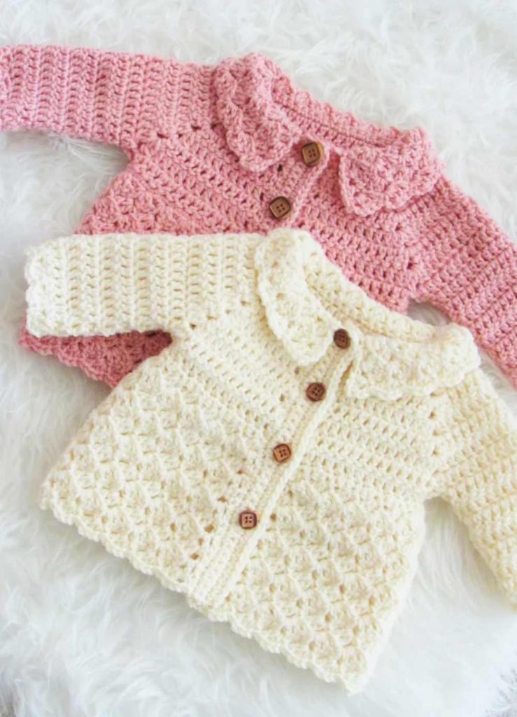 image of a pink baby jacket and a white baby jacket