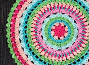 image of a round crocheted rug