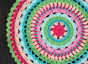 image of a round crocheted rug