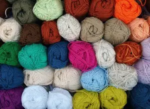 image of colored skeins of yarn